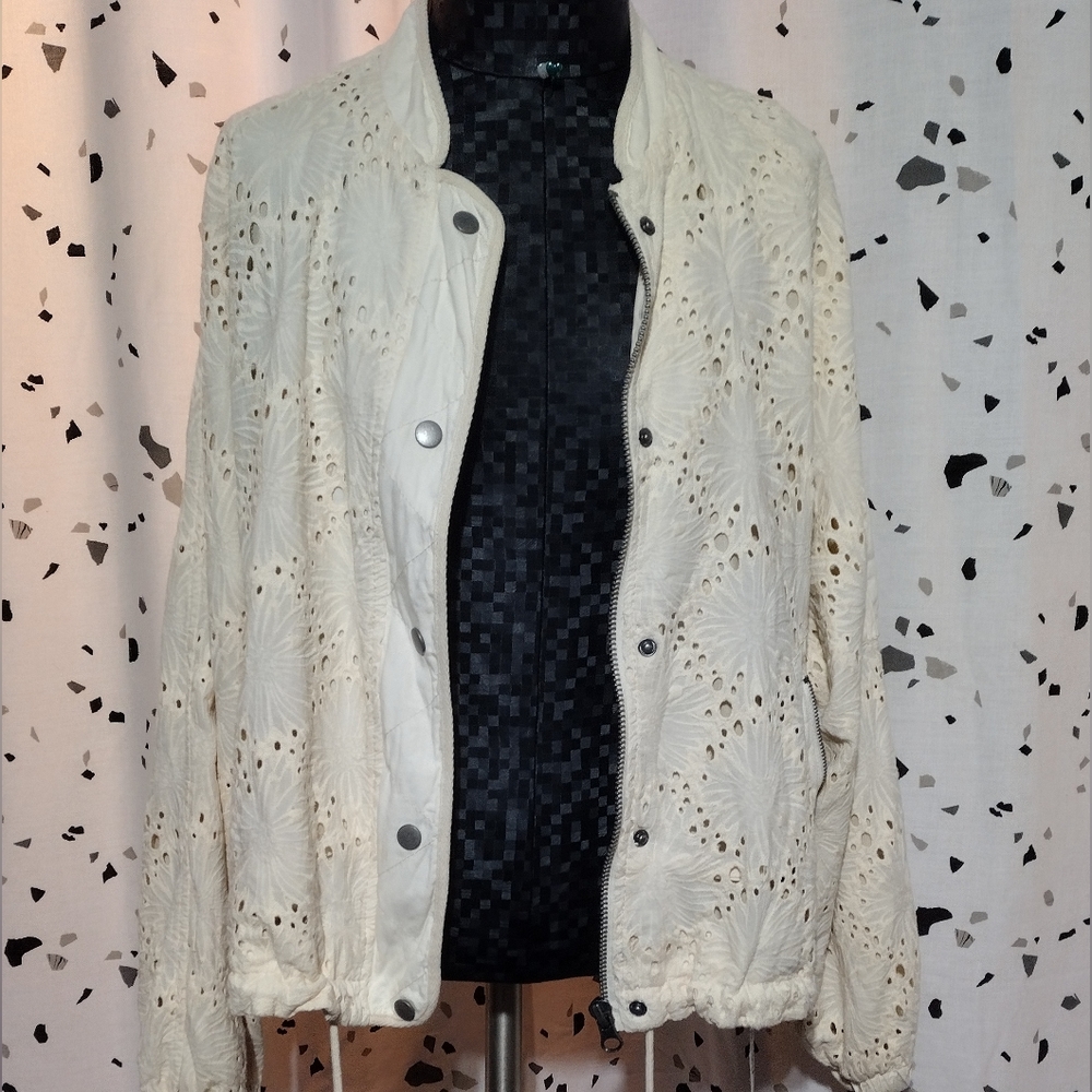 The daisy Jane eyelet bomber jacket by free people